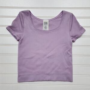 Athleta Girl Ribbed Crop Top Size M 8/10 Lavender Purple
